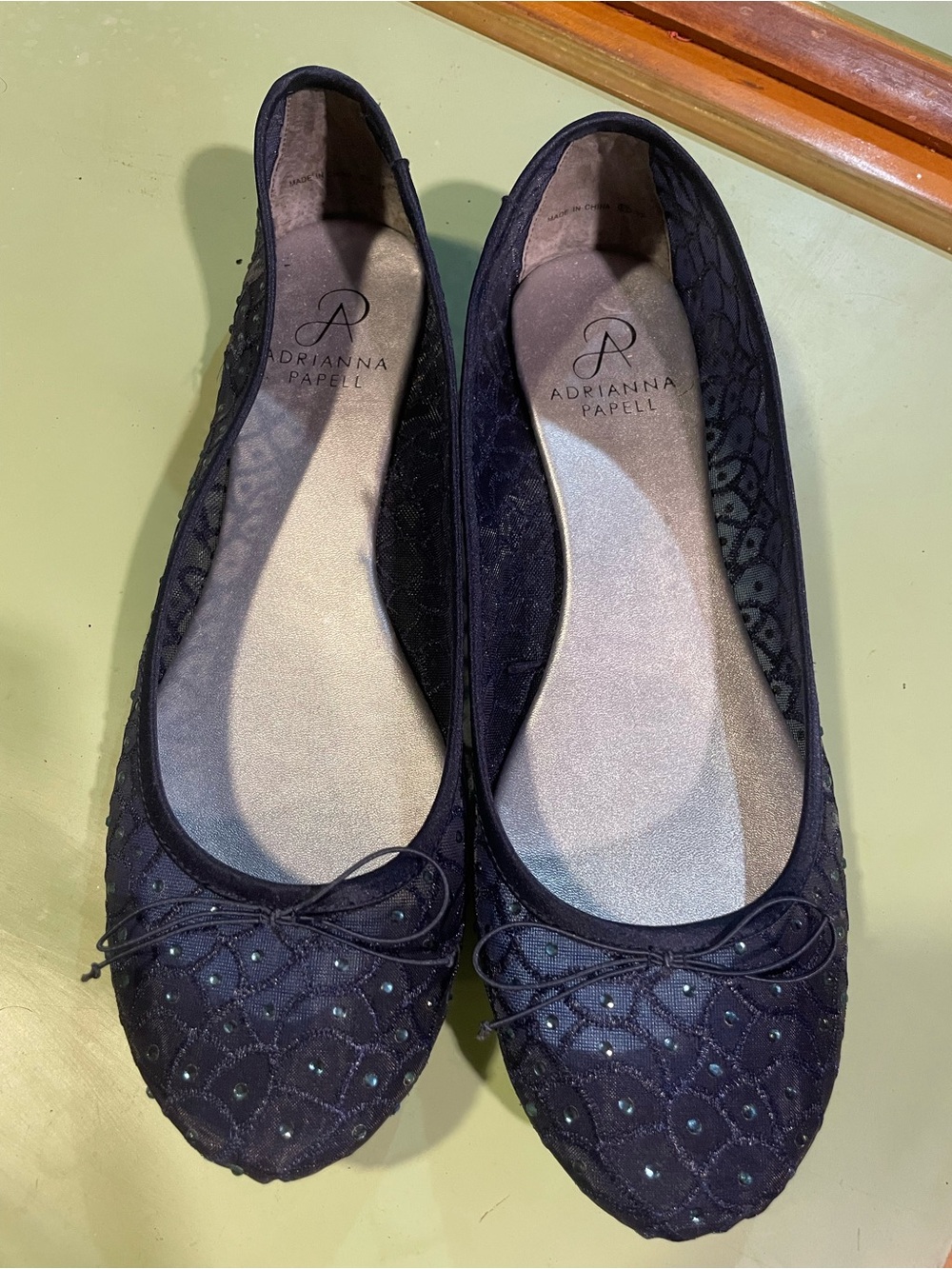 Adrianna Papell Navy Blue Sequin Embellished Ballet Flats